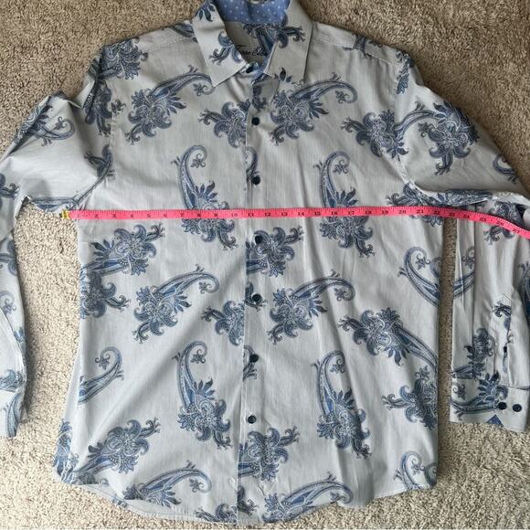 Tasso Elba Blue Paisley Dress Shirt Medium 15 - 15 1/2” - Picture 6 of 7